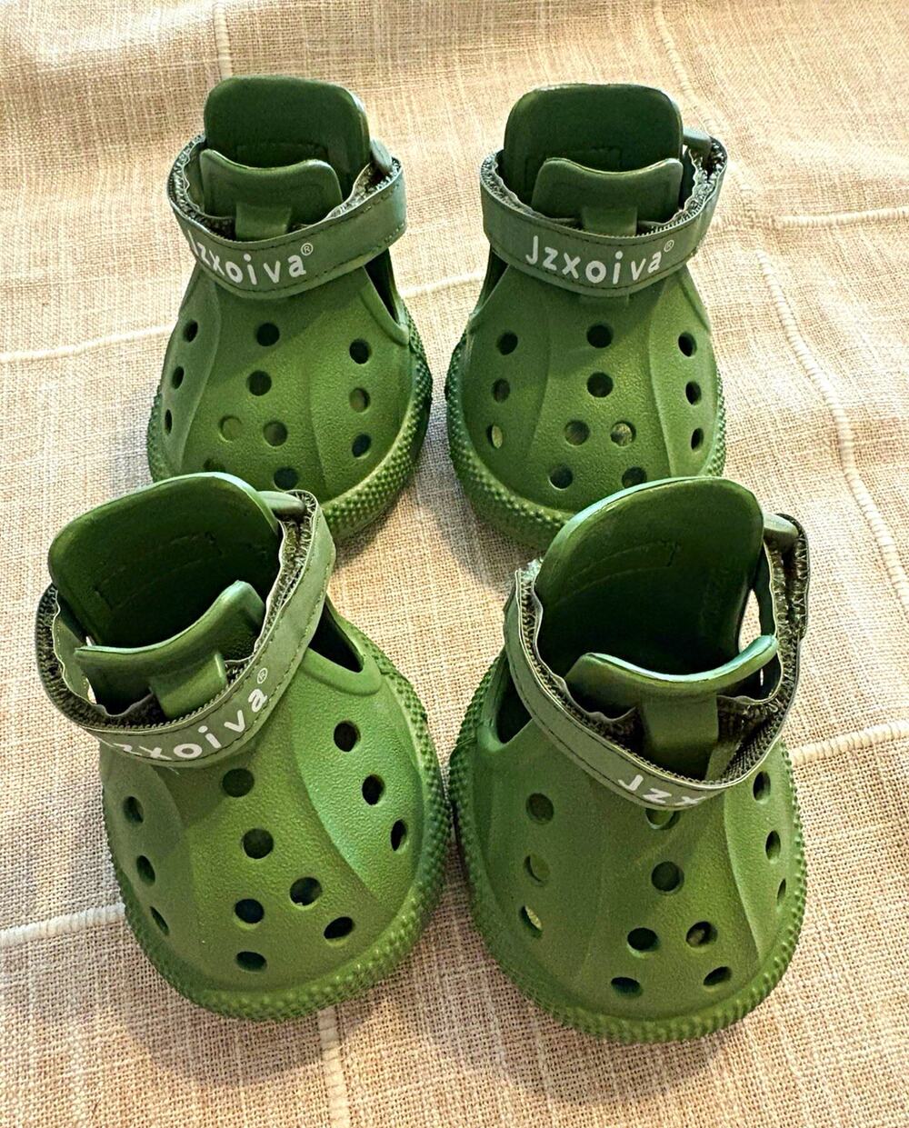Jzxoiva Army Green Rubber Non-Slip Dog Boots Shoes Set of 4 Size 9 - 3.54”x2.76”